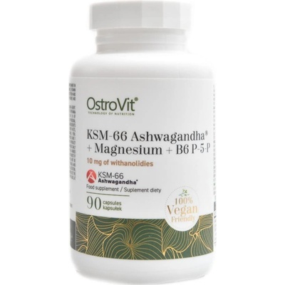 Ostrovit KSM 66 Ashwagandha + magnesium + B6 P-5-P VEGE 90 kapslí