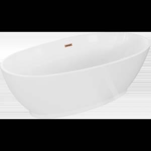 Mexen Bilbao свободностояща вана 180 x 90 см, бяла, преливна четкана мед - 51311809000-65 (51311809000-65)