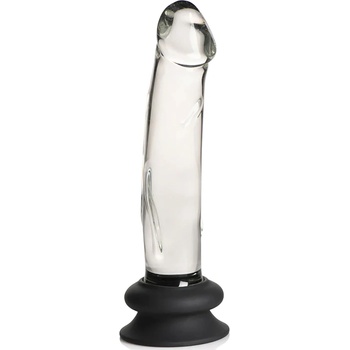 Image 1 of Curve Novelties Pleasure Crystals Glass Dildo Silicone Base 18cm