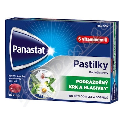 Panastat bylinné pastilky s vit.C př.malina 16 ks