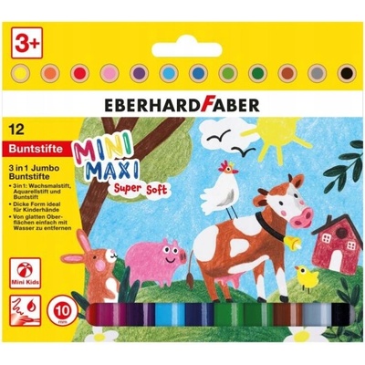Eberhard Faber 518912 Jumbo pastelky 3v1 12ks Mini Maxi