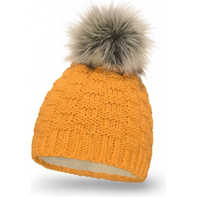 Fashionweek dámská zimní čepice s bambulí + flísová podšívka ZIZI-P16 Hořčičný