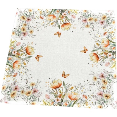Forbyt ubrus prostírání CYH6102 TISK luční květy s motýlky losové květy bílá čtverec 35x35cm