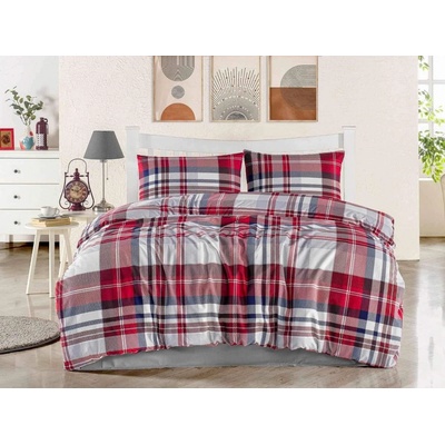TiaHome Obliečky flanel Karo červené140x200 70x90