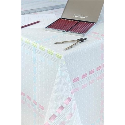 Obrus PVC metráž 573433, 20 m x 140 cm, prepletaný vzor sivo ružový, IMPOL TRADE