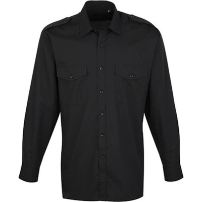 Premier Workwear Unisex pilotná košeľa s dlhým rukávom PR210 black
