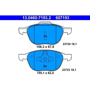Sada brzdových platničiek kotúčovej brzdy ATE 13.0460-7193.2 13.0460-7193.2