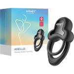Honey Play Box Anello - вибриращ пръстен за пенис и тестиси с управление чрез приложение, за мъже (черен)