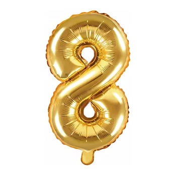Image 1 of PartyDeco Балон от фолио Mini - число 8 златен 35 см