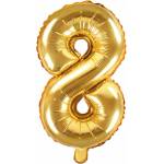 PartyDeco Балон от фолио Mini - число 8 златен 35 см