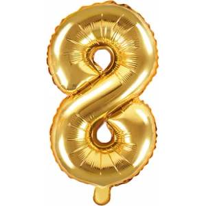 PartyDeco Балон от фолио Mini - число 8 златен 35 см