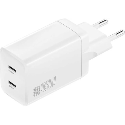 4smarts GaN 2C Wall Charger Dual USB-C 45W - захранване за ел. мрежа с 2xUSB-C PD изходи с технология за бързо зареждане (бал) (D61826)