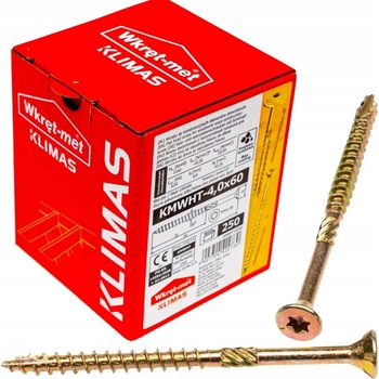 Klimas Wkret-Met TX 4x60mm - 250 ks - Skrutky / Vruty do dreva so zapustenou hlavou, WKCS