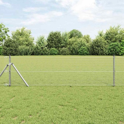 vidaXL Zemní upevnění svařované drátěné ploty 50 x 0,6 m Stříbrná
