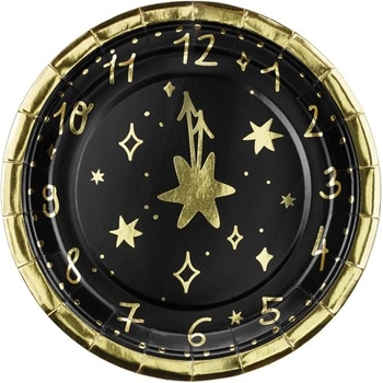 Party Deco Новогодишни Чинии "Часовник", 18 см,