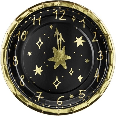 Party Deco Новогодишни Чинии "Часовник", 18 см,