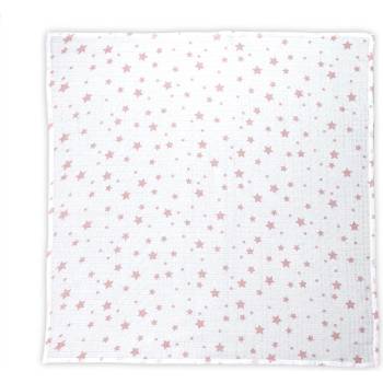 Lorelli ПАМУЧНА ПЕЛЕНА 80/80 СМ white with rose stars (3800166103969)