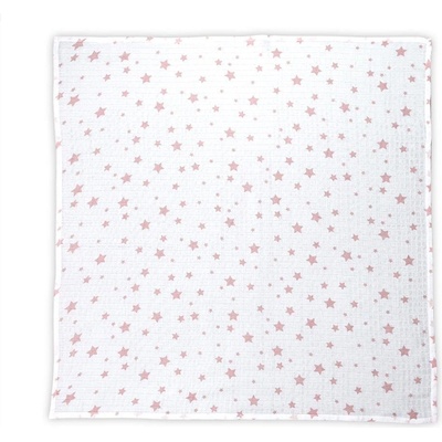 Lorelli ПАМУЧНА ПЕЛЕНА 80/80 СМ white with rose stars (3800166103969)