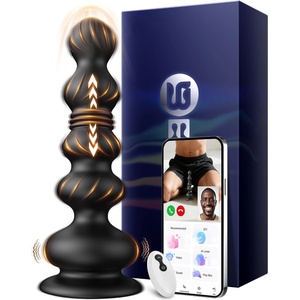 SuperLove Hyper Thrusting Vibrating Beads Anal Plug with Remote & App Black