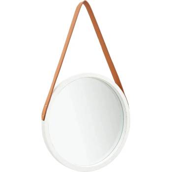 Image 1 of vidaXL Стенно огледало с каишка, 40 см, бяло (320360)