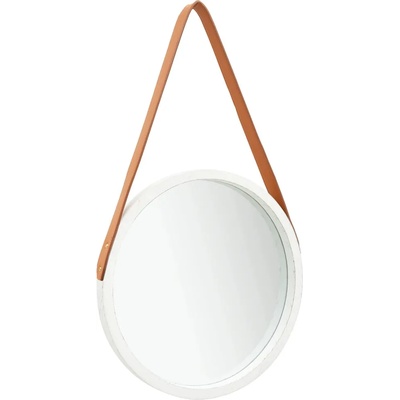 vidaXL Стенно огледало с каишка, 40 см, бяло (320360)