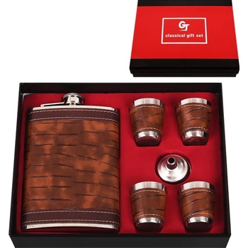 Комплект манерка с аксесоари /кожа и метал/ (К85875)