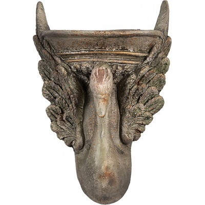 Clayre & Eef Hnedý antik nástenný kvetináč Swan Baroque - 30x15x43 cm