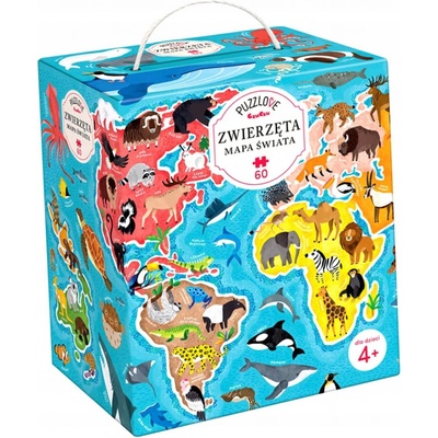 CzuCzu Bright Junior Media Puzzlove Animals World Map 60 dílků