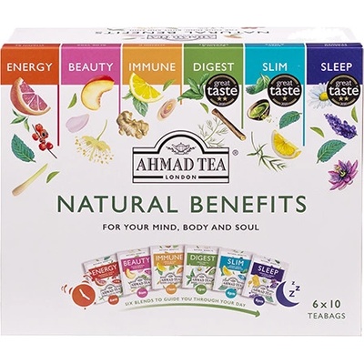 AHMAD TEA Natural benefits selection bylinné a zelené čaje 60 sáčkov