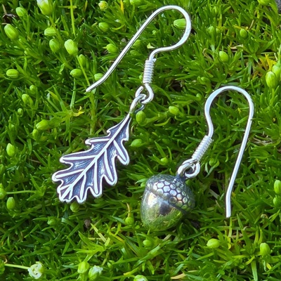 Drakkaria DUBOVÝ LIST a ŽALUD náušnice P41720