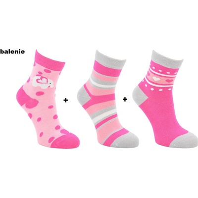 Dievčenské ponožky Darling 3 páry ružová