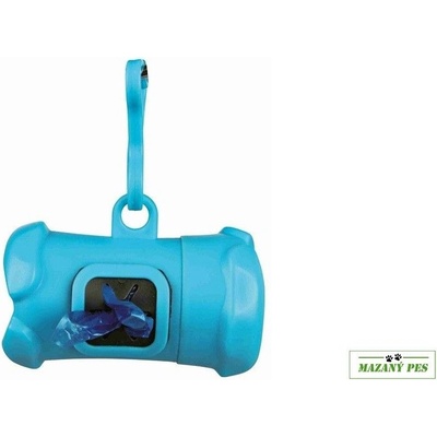 Trixie Plastový zásobník na sáčky na trus tvar KOST včetně 1 role á 15 ks různé barvy modrá