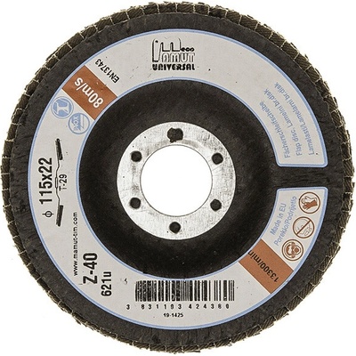 Kotúč lamelový MAMUT Eco Uni Zirkonkorund SLIM 125mm zr. 60 (630u) šikmý, oceľ-nerez