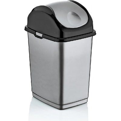 Dünya Plastik DUNYA-Кош с люлеещ капак 35lt. СИВО/ЧЕРНО (09404) (0151422)