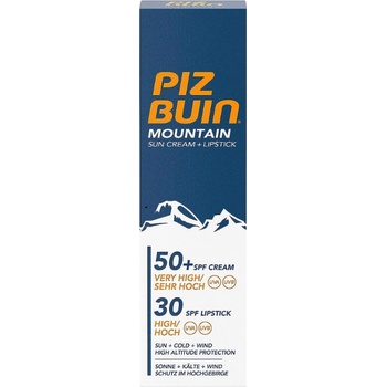 PIZ BUIN Mountain Комбиниран слънцезащитен крем + Стик за устни, 20 ml + 2.3 g