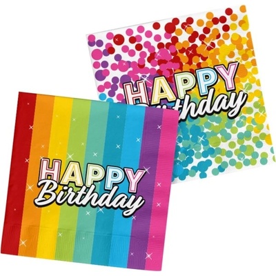 Folat ubrousky papírové Rainbow Bday 20ks 33x33cm