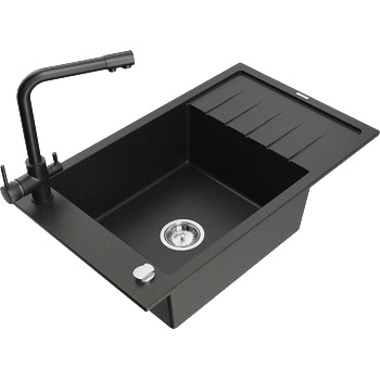 Mexen Elias гранитна мивка с 1 камера с отцедник и кухненски смесител Дуеро, (6511-75-671600-70)