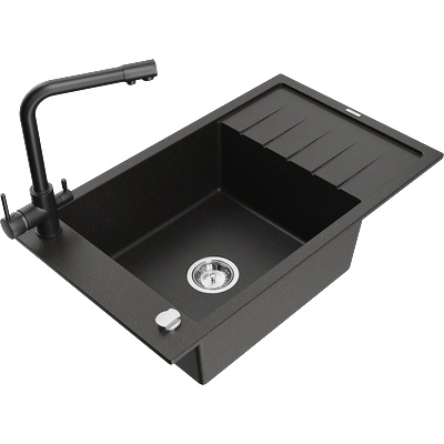 Mexen Elias гранитна мивка с 1 камера с отцедник и кухненски смесител Дуеро, (6511-75-671600-70)