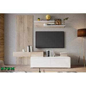 Bogdan Furniture I ТВ шкаф aqua, Бяло гланц и Сонома