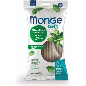 Image 1 of Monge Gift Dog Dental Sticks Medium-Maxi Adult дентални стикове за кучета от средни и едри породи с патешко и мента, монопротеинови 270gr