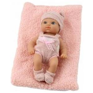 LEAN Toys Baby Doll with Blanket white-pink Outfit hat 18 cm
