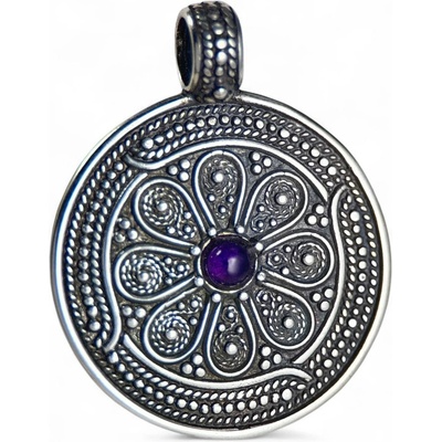 Drakkaria VESNA slovanský stříbrný přívěsek s ametystem P40759