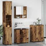 vidaXL Комплект мебели за баня 4 бр. Старо дърво 61 x 35 x 64 см (3393011)