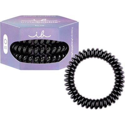 Tenká špirálová gumička do vlasov Invisibobble Slim Premium True Black - čierna, 3 ks