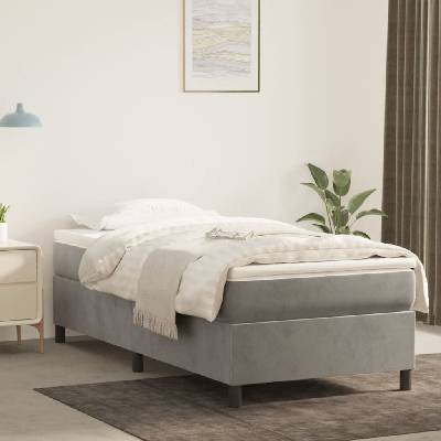 zahrada-XL 3121084 Rám postele bez matrace světle šedá samet