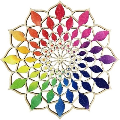 Amadea dřevěná dekorace mandala duhová 9cm