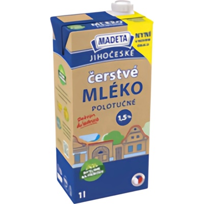 Madeta Jihočeské mléko čerstvé polotučné 1,5% 1 l