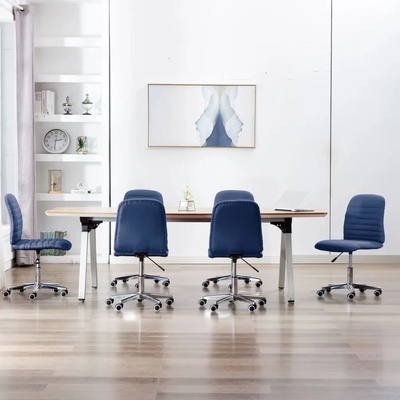 vidaXL Трапезни столове, 6 бр, сини, текстил (3056544)