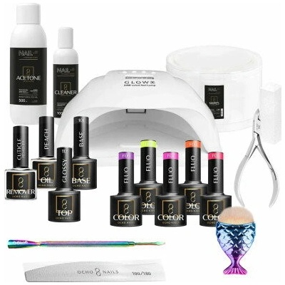OCHO NAILS Hybridná štartovacia sada 6 s UV LED lampou Glow X 54W