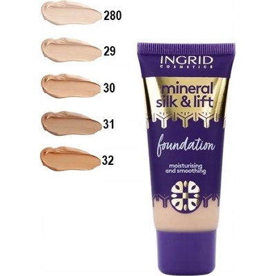 Ingrid Mineral Silk & Lift Make Up Foundation hydratačný a vyhladzujúci podkladový krém 280 Light Ivory 30 ml